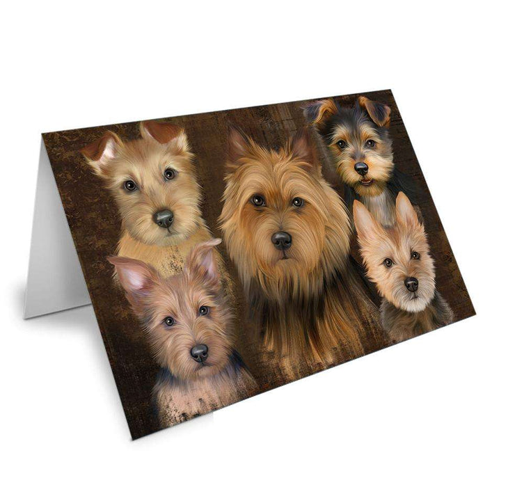 Rustic 5 Australian Terrier Dog Handmade Artwork Assorted Pets Greeting Cards and Note Cards with Envelopes for All Occasions and Holiday Seasons GCD66404