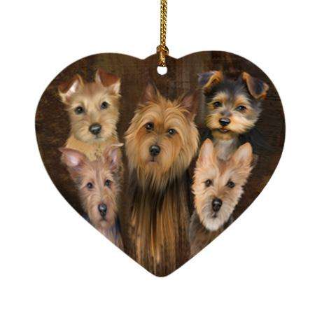 Rustic 5 Australian Terrier Dog Heart Christmas Ornament HPOR54125