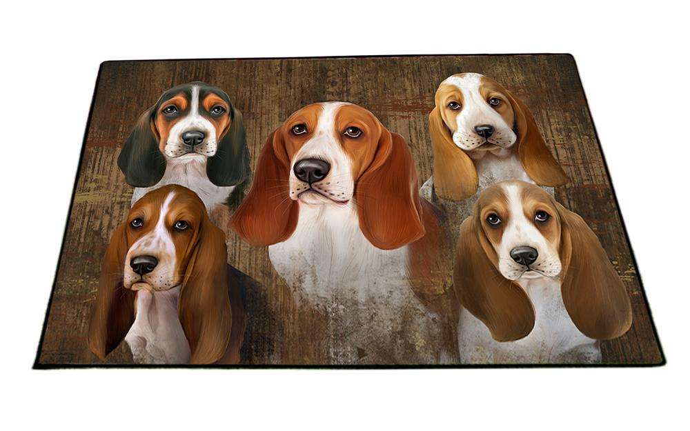 Rustic 5 Basset Hounds Dog Floormat FLMS49821