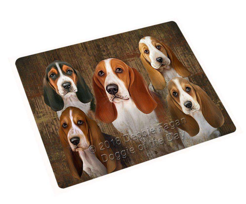 Rustic 5 Basset Hounds Dog Tempered Cutting Board C52494