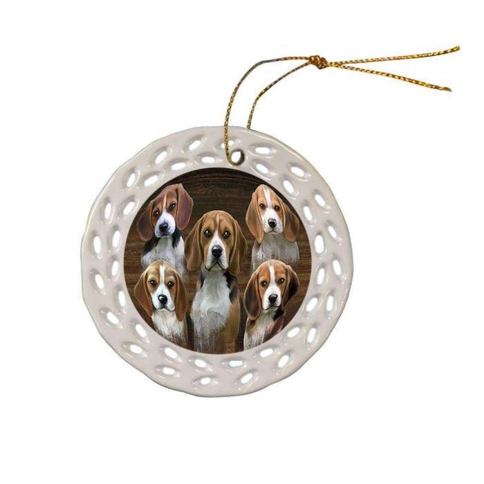 Rustic 5 Beagles Dog Ceramic Doily Ornament DPOR49447