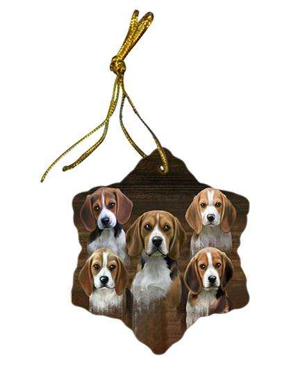 Rustic 5 Beagles Dog Star Porcelain Ornament SPOR49439
