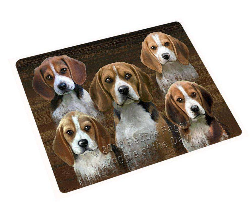 Rustic 5 Beagles Dog Tempered Cutting Board C52497