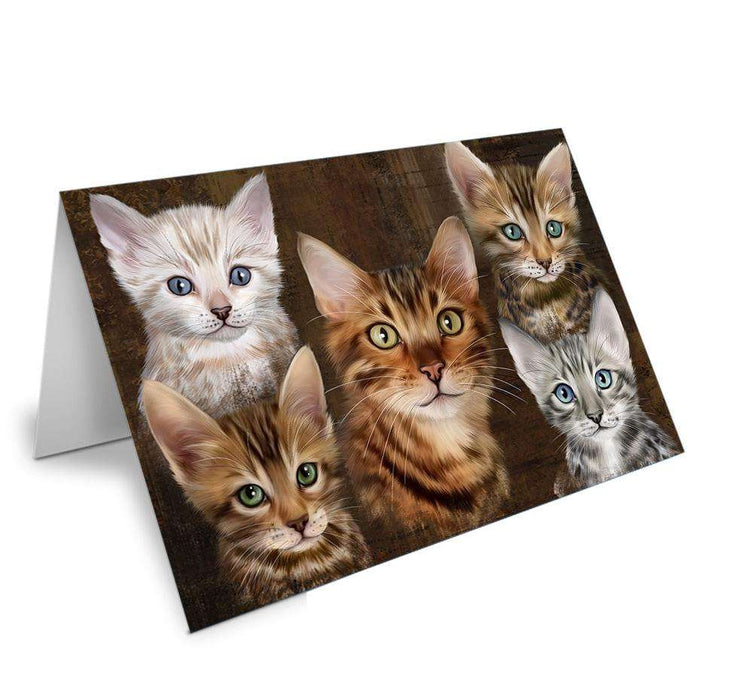 Rustic 5 Bengal Cat Handmade Artwork Assorted Pets Greeting Cards and Note Cards with Envelopes for All Occasions and Holiday Seasons GCD66407
