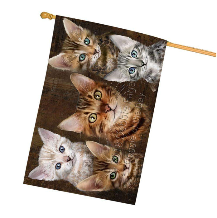 Rustic 5 Bengal Cat House Flag FLG54324