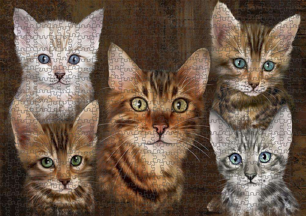 Rustic 5 Bengal Cat Puzzle with Photo Tin PUZL83660