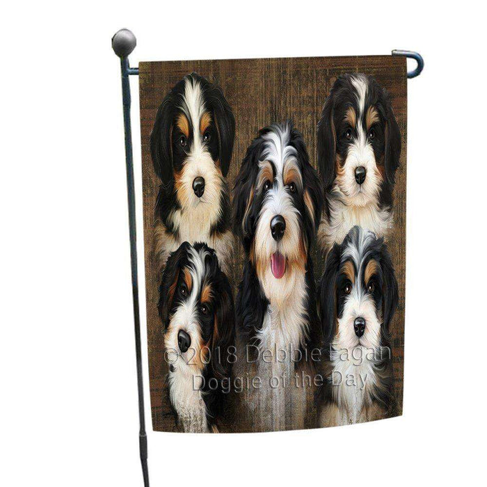 Rustic 5 Bernedoodles Dog Garden Flag GFLG49374