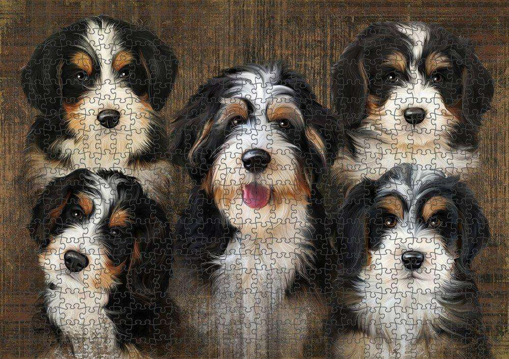 Rustic 5 Bernedoodles Dog Puzzle with Photo Tin PUZL52131