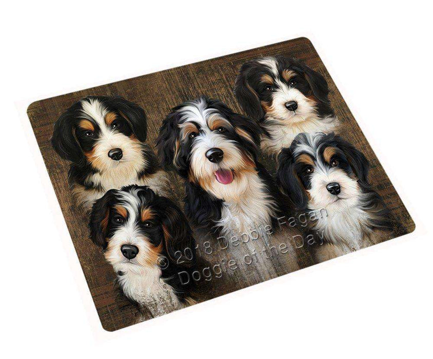 Rustic 5 Bernedoodles Dog Tempered Cutting Board C52503