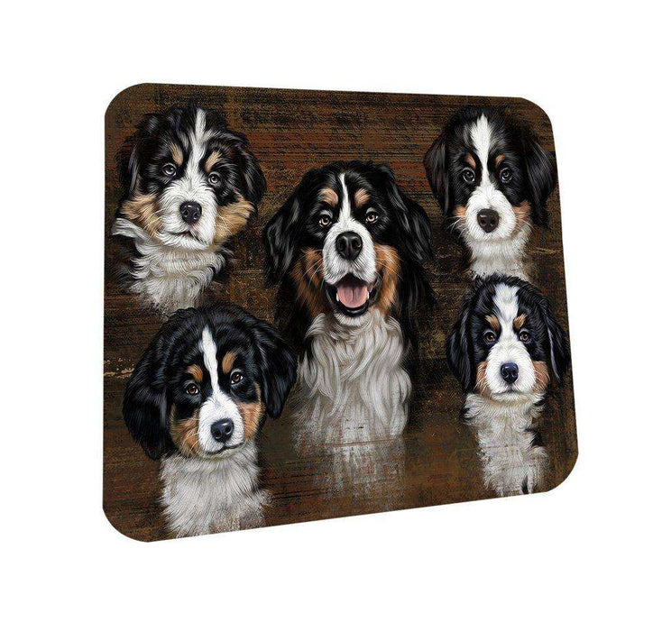 Rustic 5 Bernese Mountain Dogs Coasters Set of 4 CST48146