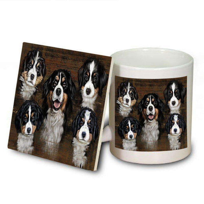 Rustic 5 Bernese Mountain Dogs Mug and Coaster Set MUC48179