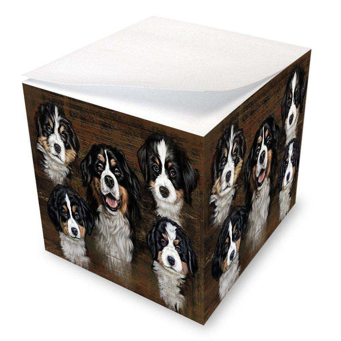 Rustic 5 Bernese Mountain Dogs Note Cube NOC48187