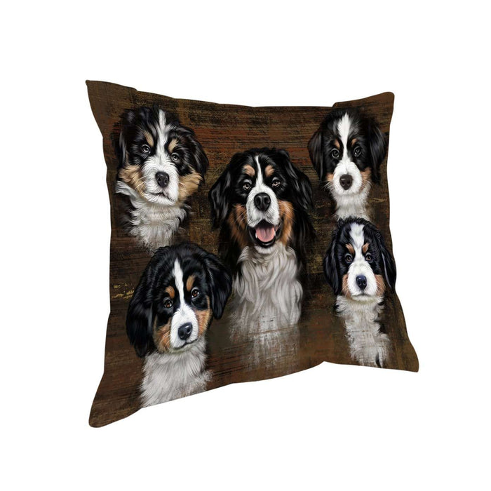 Rustic 5 Bernese Mountain Dogs Pillow PIL48800