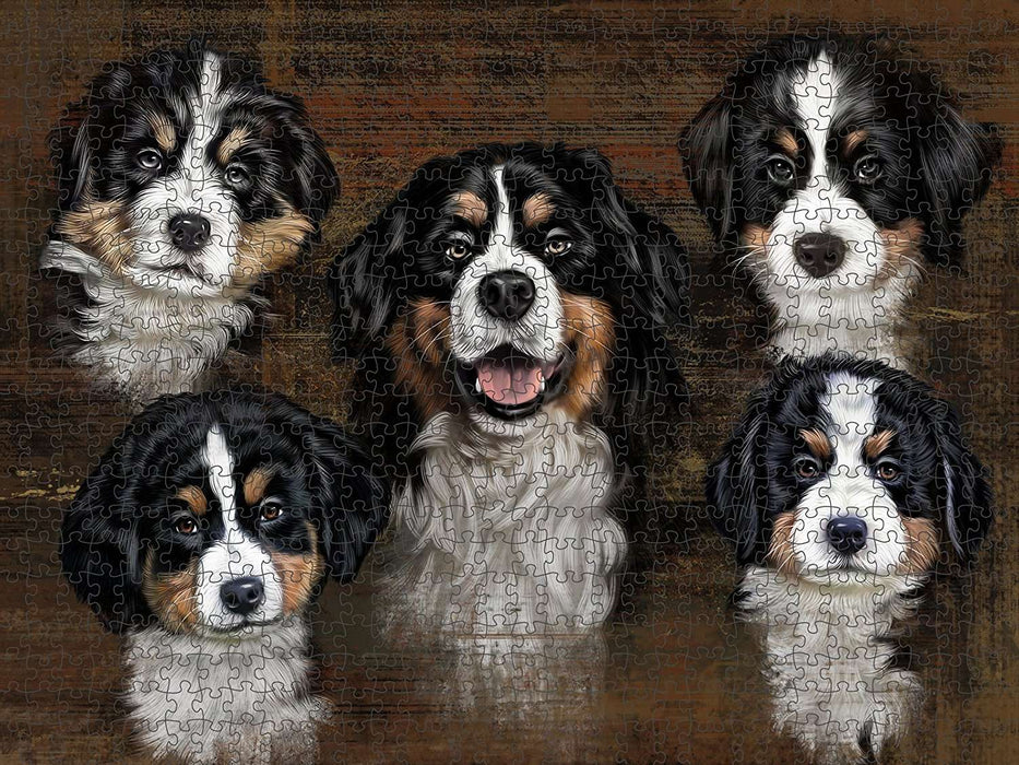 Rustic 5 Bernese Mountain Dogs Puzzle with Photo Tin PUZL48414