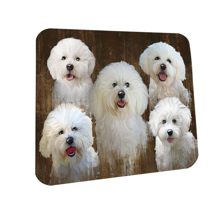 Rustic 5 Bichon Frises Dog Coasters Set of 4 CST49505
