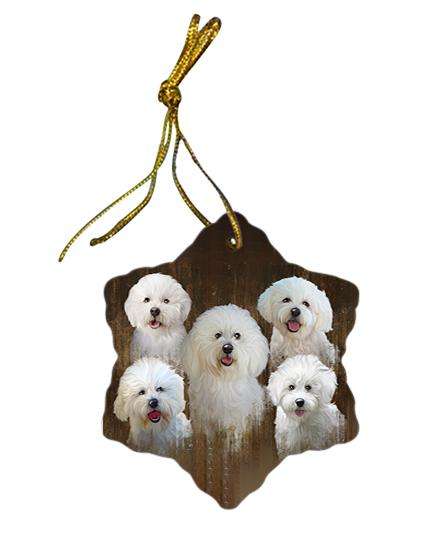 Rustic 5 Bichon Frises Dog Star Porcelain Ornament SPOR49442