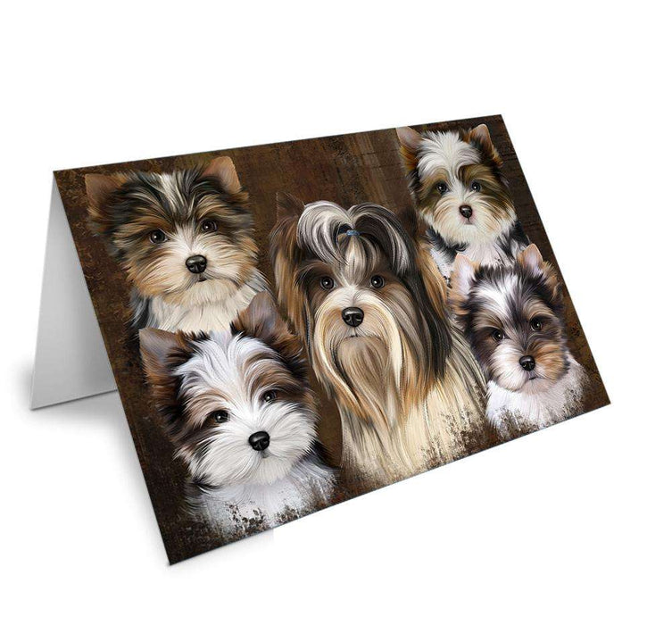Rustic 5 Biewer Terrier Dog Handmade Artwork Assorted Pets Greeting Cards and Note Cards with Envelopes for All Occasions and Holiday Seasons GCD66410