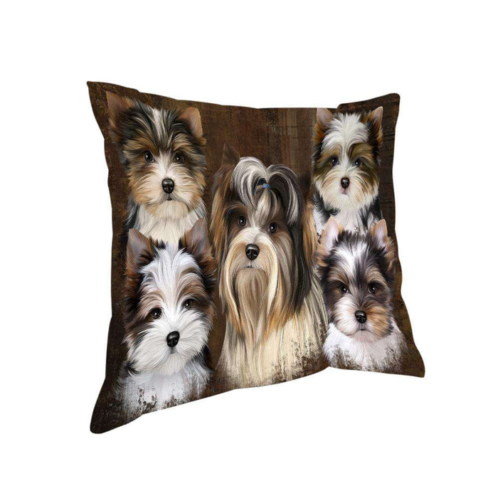 Rustic 5 Biewer Terrier Dog Pillow PIL73132