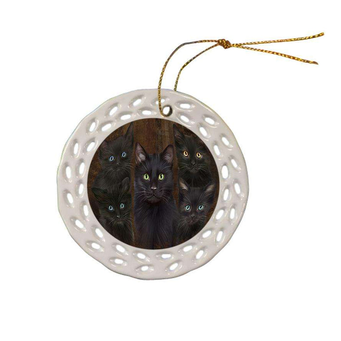 Rustic 5 Black Cat Ceramic Doily Ornament DPOR54128