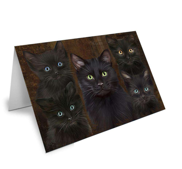 Rustic 5 Black Cat Handmade Artwork Assorted Pets Greeting Cards and Note Cards with Envelopes for All Occasions and Holiday Seasons GCD66413