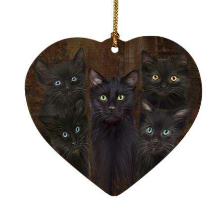 Rustic 5 Black Cat Heart Christmas Ornament HPOR54128