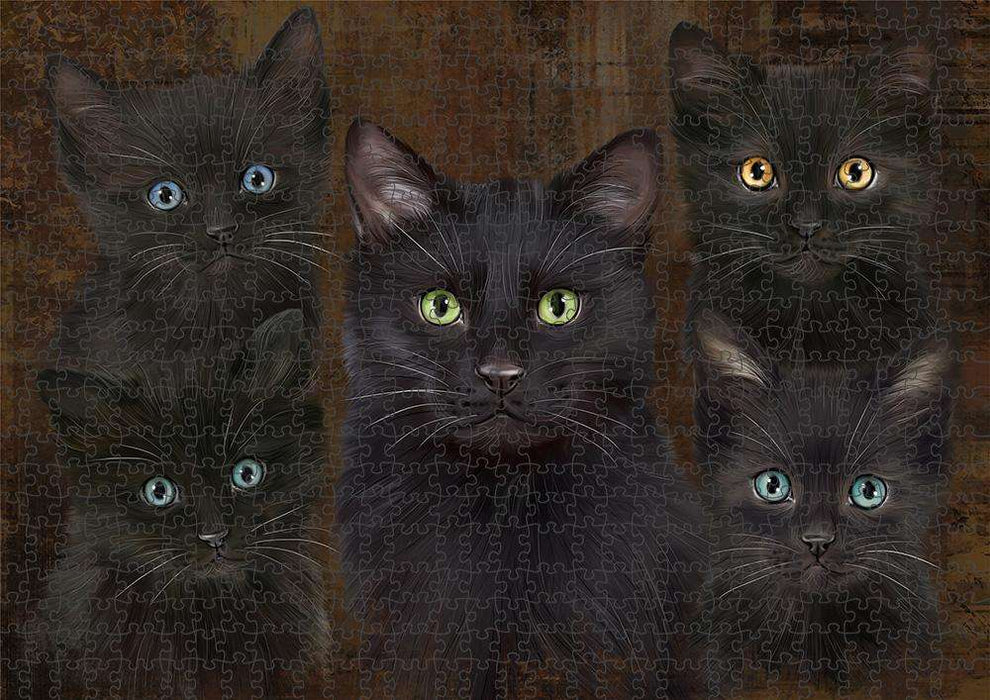 Rustic 5 Black Cat Puzzle with Photo Tin PUZL83668