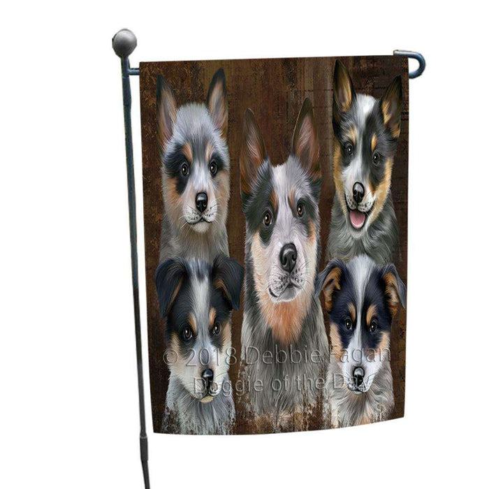 Rustic 5 Blue Heeler Dog Garden Flag GFLG54191