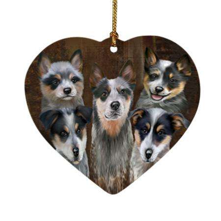 Rustic 5 Blue Heeler Dog Heart Christmas Ornament HPOR54129