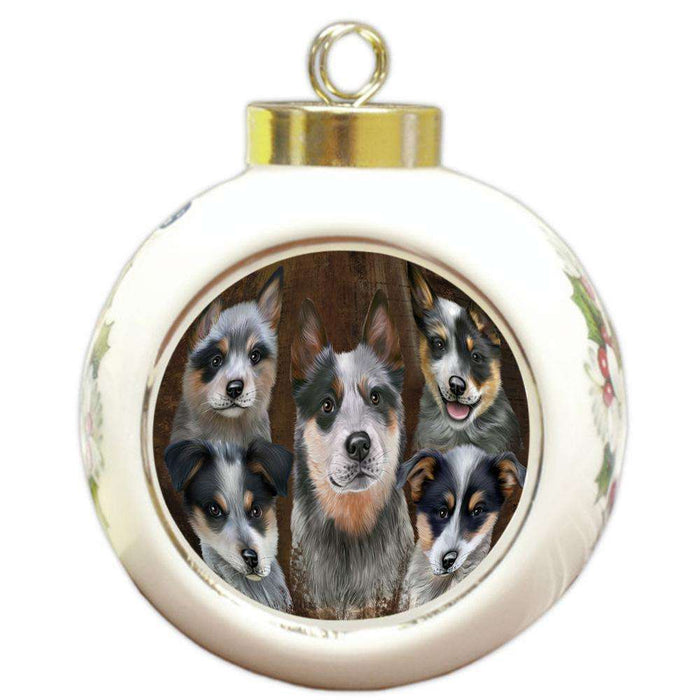 Rustic 5 Blue Heeler Dog Round Ball Christmas Ornament RBPOR54129