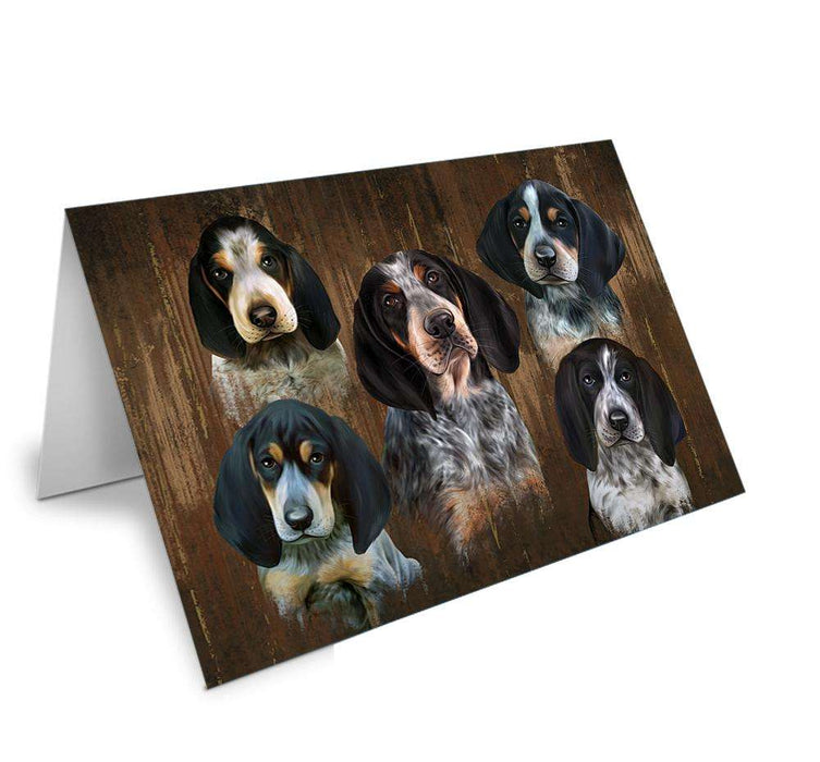 Rustic 5 Bluetick Coonhounds Dog Handmade Artwork Assorted Pets Greeting Cards and Note Cards with Envelopes for All Occasions and Holiday Seasons GCD52670