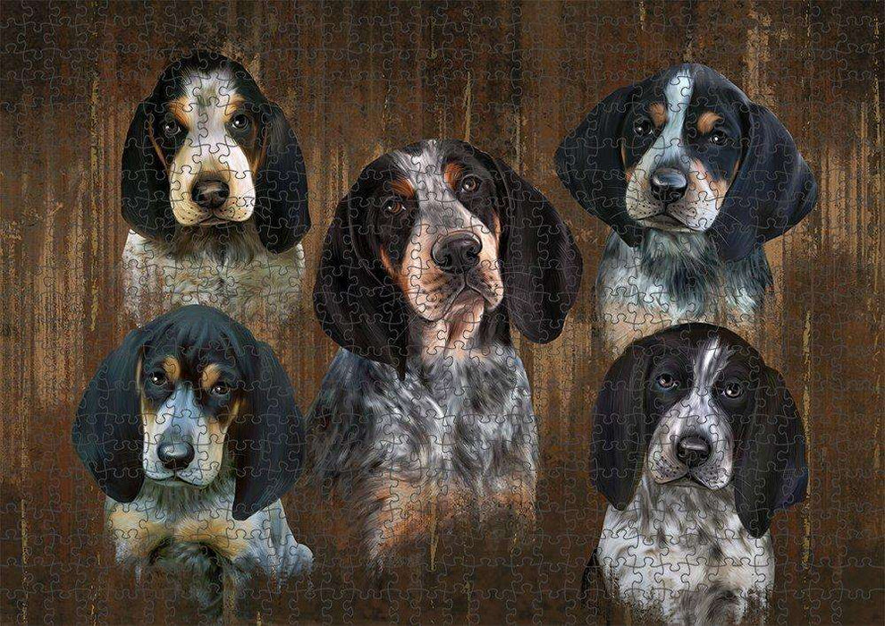 Rustic 5 Bluetick Coonhounds Dog Puzzle with Photo Tin PUZL52137