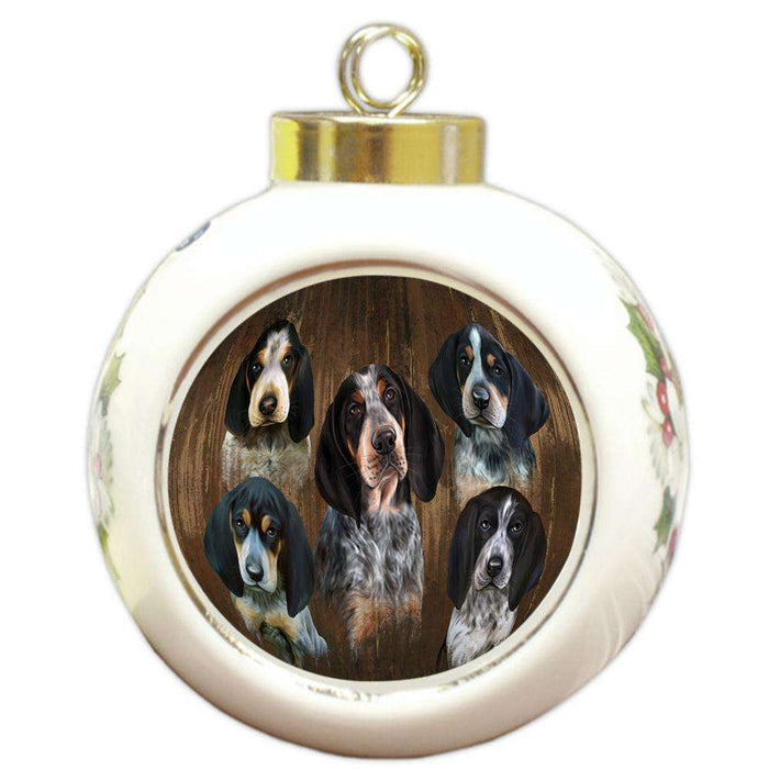 Rustic 5 Bluetick Coonhounds Dog Round Ball Christmas Ornament RBPOR49451