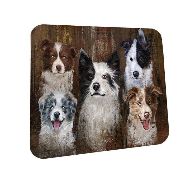 Rustic 5 Border Collies Dog Coasters Set of 4 CST48147