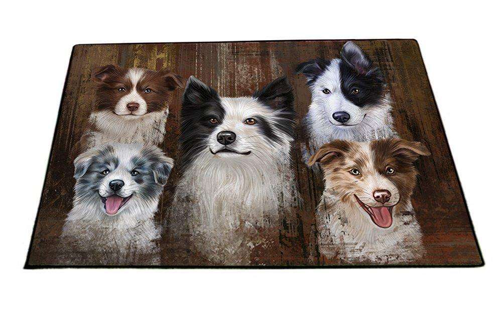 Rustic 5 Border Collies Dog Floormat FLMS48285