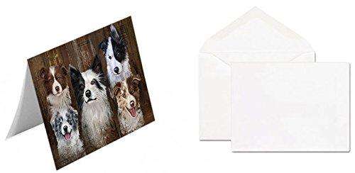 Rustic 5 Border Collies Dog Handmade Artwork Assorted Pets Greeting Cards and Note Cards with Envelopes for All Occasions and Holiday Seasons GCD49145