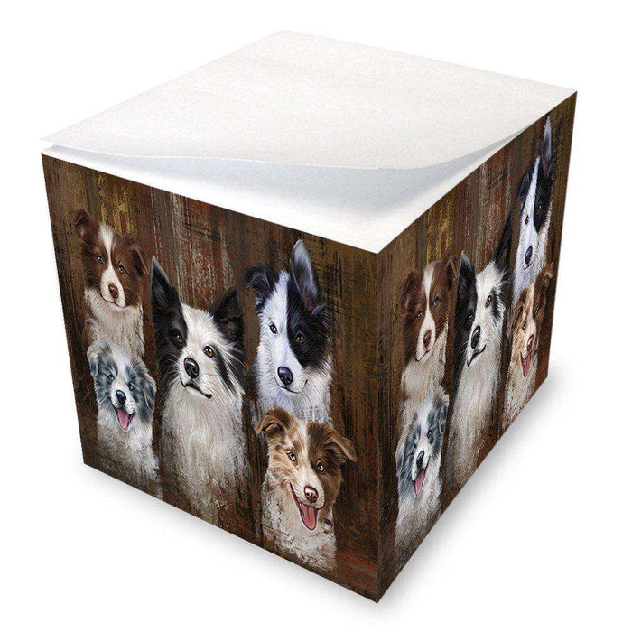 Rustic 5 Border Collies Dog Note Cube NOC48188