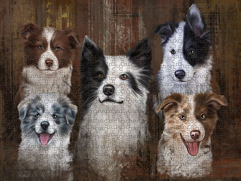 Rustic 5 Border Collies Dog Puzzle with Photo Tin PUZL48417