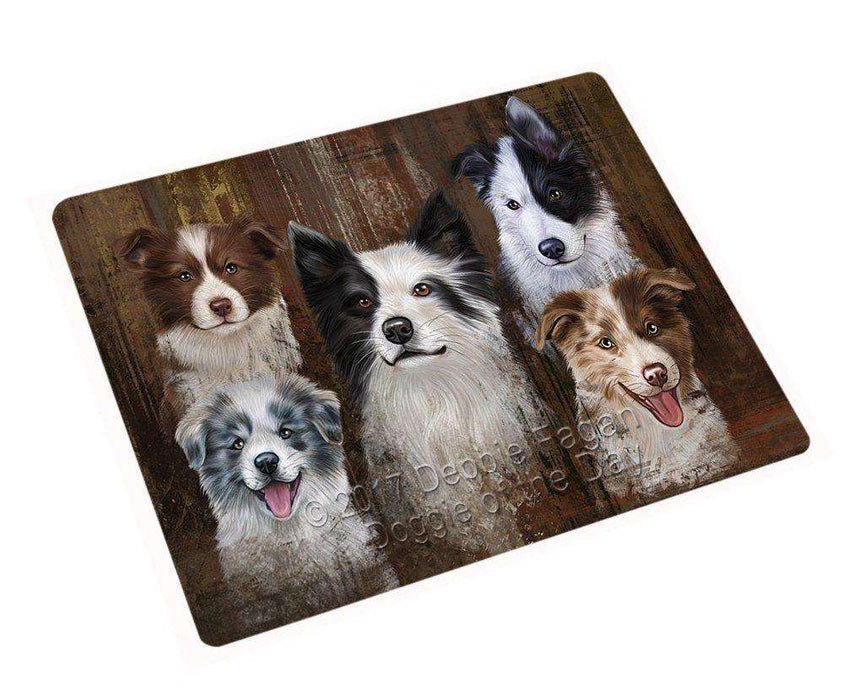 Rustic 5 Border Collies Dog Tempered Cutting Board C48579