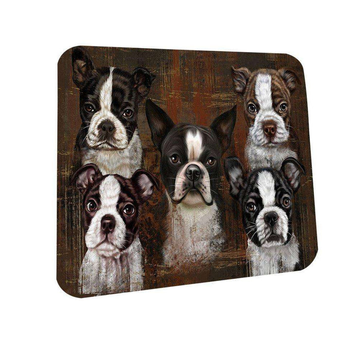 Rustic 5 Boston Terriers Dog Coasters Set of 4 CST48148