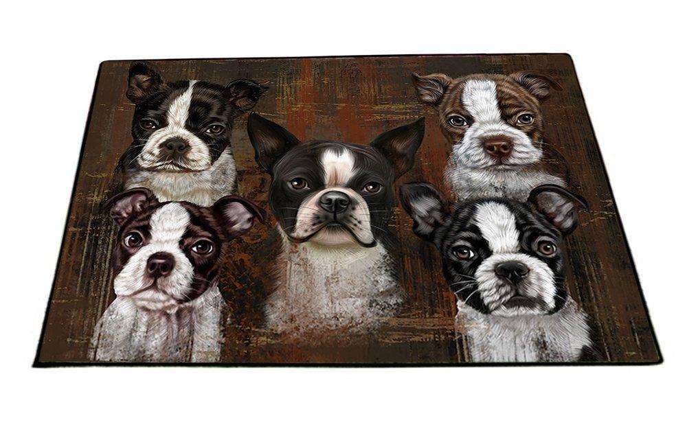 Rustic 5 Boston Terriers Dog Floormat FLMS48288