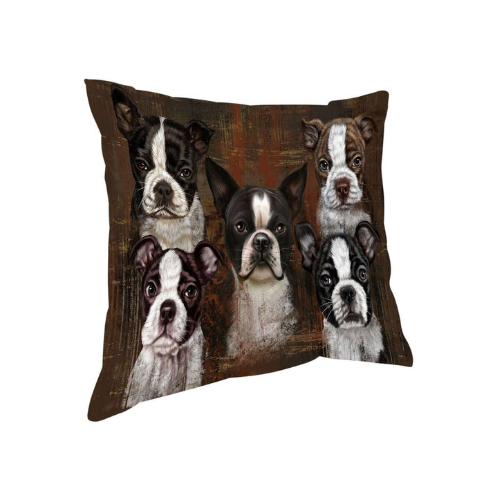 Rustic 5 Boston Terriers Dog Pillow PIL48808