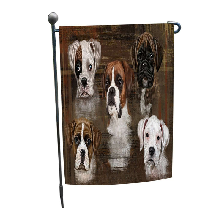 Rustic 5 Boxers Dog Garden Flag GFLG48283