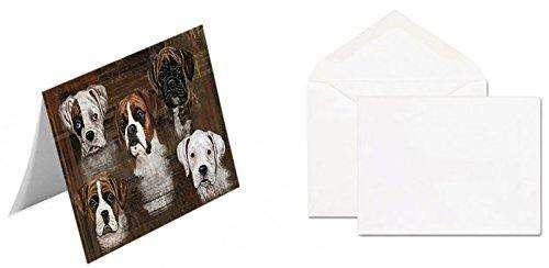 Rustic 5 Boxers Dog Handmade Artwork Assorted Pets Greeting Cards and Note Cards with Envelopes for All Occasions and Holiday Seasons GCD49151