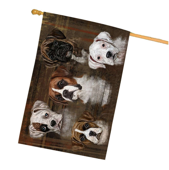 Rustic 5 Boxers Dog House Flag FLG48338