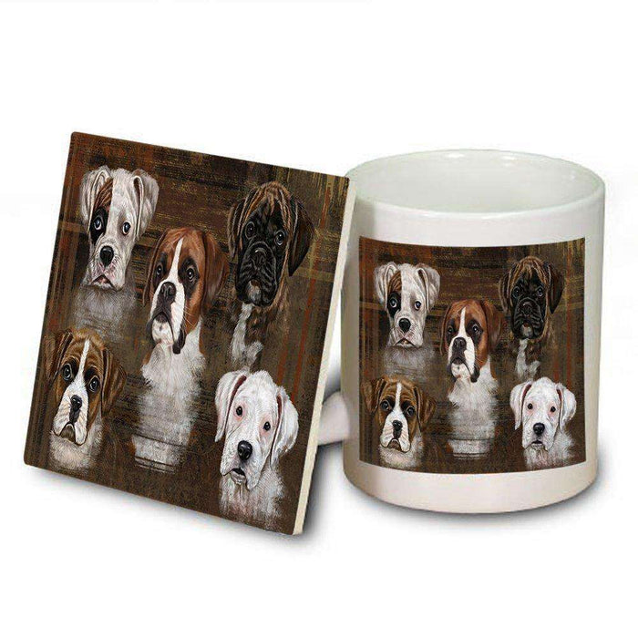 Rustic 5 Boxers Dog Mug and Coaster Set MUC48182