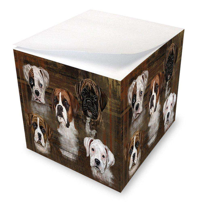 Rustic 5 Boxers Dog Note Cube NOC48190
