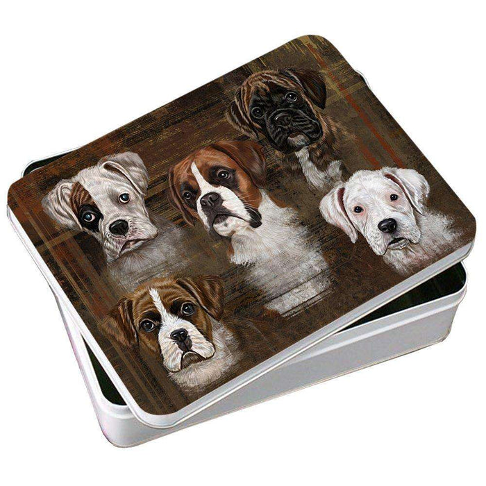 Rustic 5 Boxers Dog Photo Storage Tin PITN48190