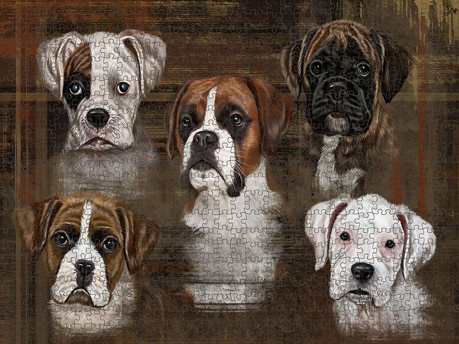 Rustic 5 Boxers Dog Puzzle with Photo Tin PUZL48423