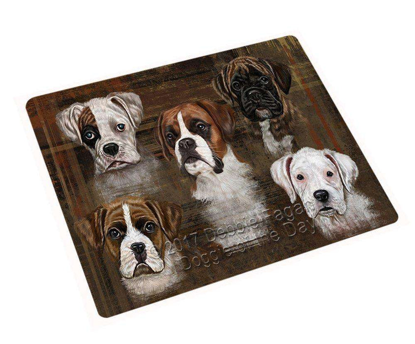 Rustic 5 Boxers Dog Tempered Cutting Board C48585