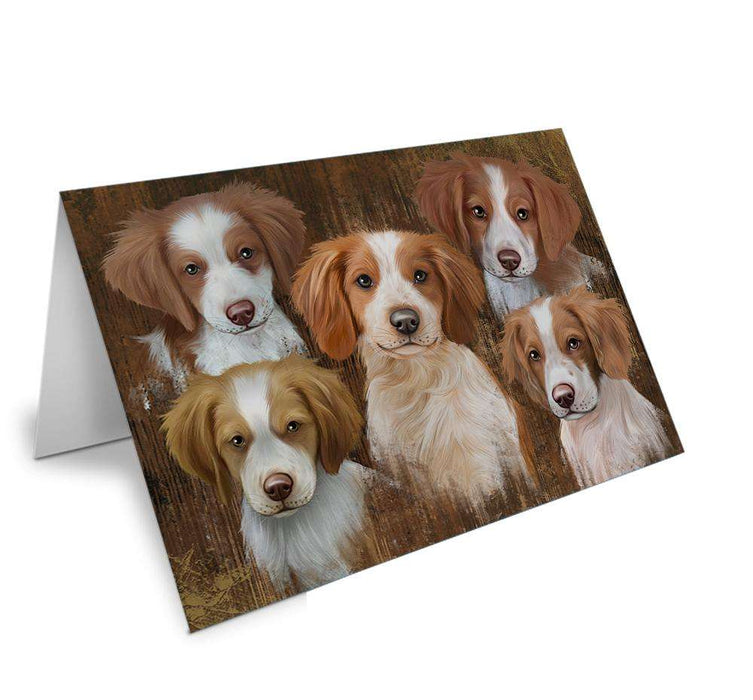 Rustic 5 Brittany Spaniels Dog Handmade Artwork Assorted Pets Greeting Cards and Note Cards with Envelopes for All Occasions and Holiday Seasons GCD52673